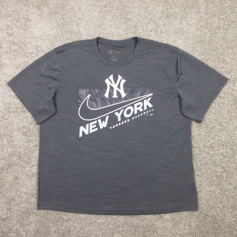 New York Yankees Shirt Mens Large Gray Nike Drifit Performance Warmup‎ Baseball